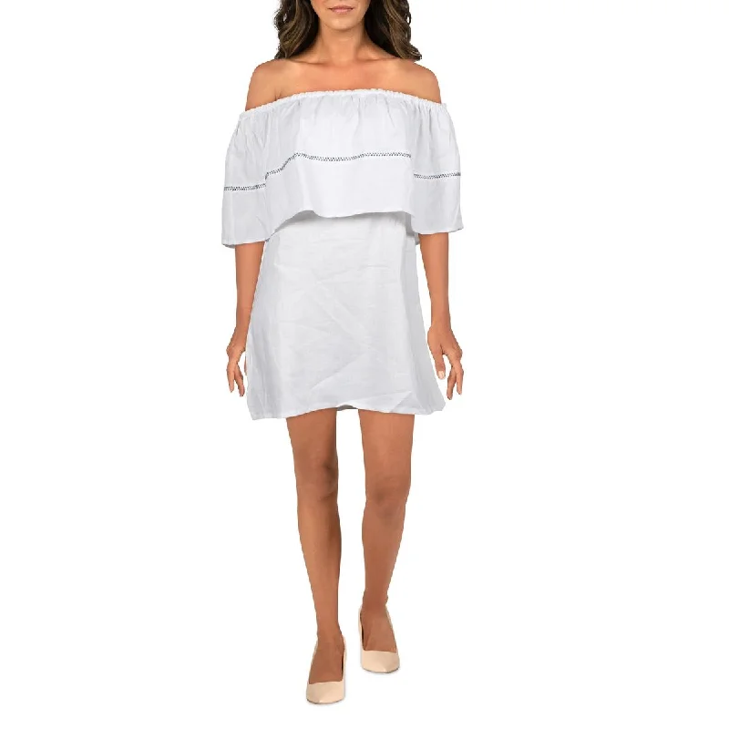Today’s Deal Sancia Womens Riviera Linen Off The Shoulder Shift Dress