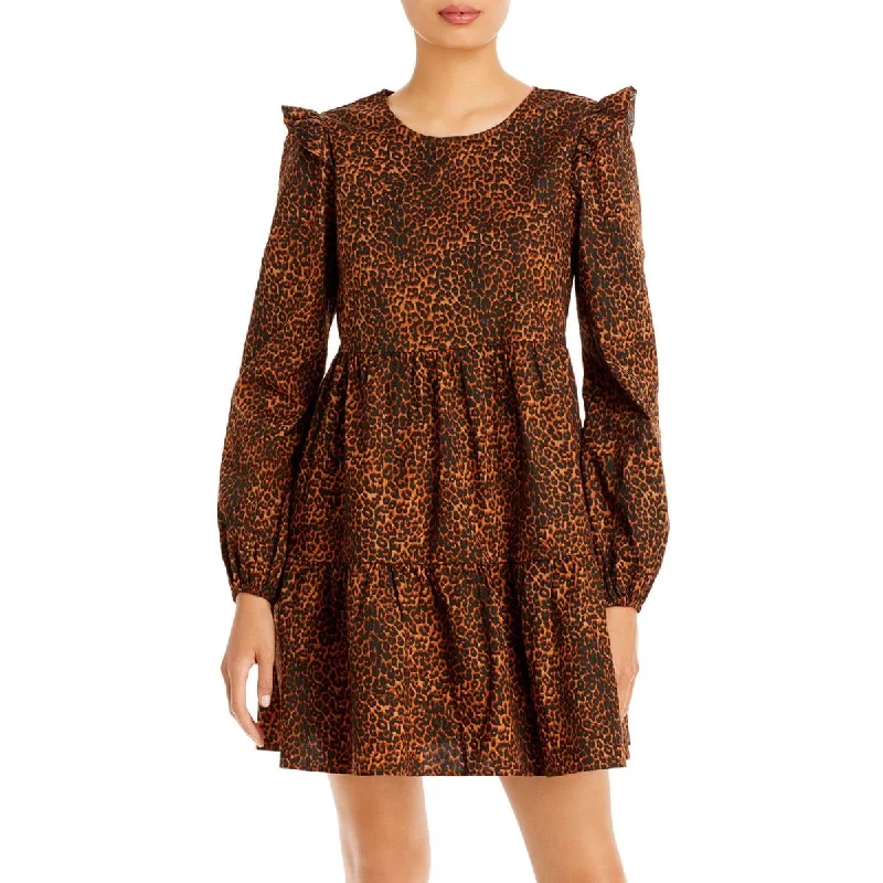 Special Discount WAYF Womens Velma Animal Print Ruffled Babydoll Dress