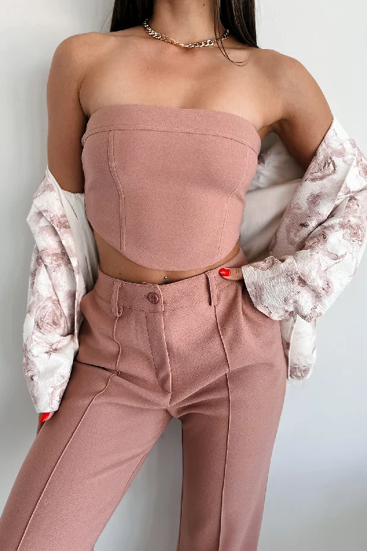 Act Fast Boosted Confidence Back Lace-Up Tube Top (Terracotta)