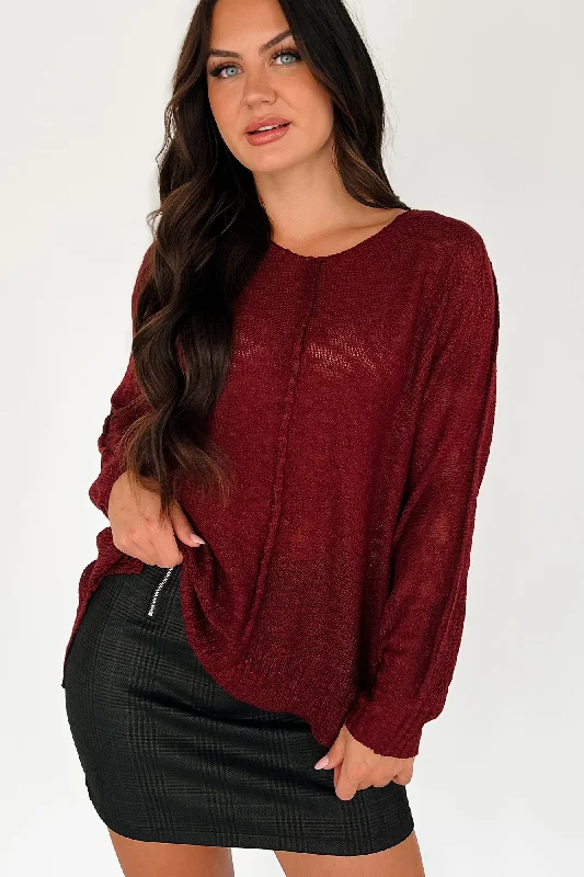 Quick Sale Boyer Lightweight Sweater Top (Burgundy)