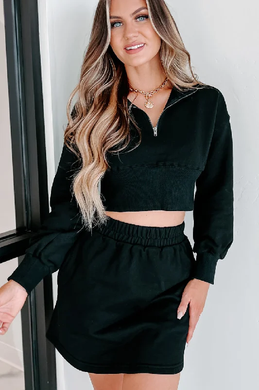 Markdowns Building Confidence Cropped Half-Zip Pullover (Black)