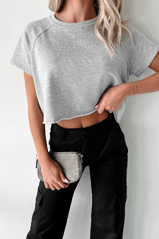 While Supplies Last Callan Raglan Sleeve Crop Top (Heather Grey)