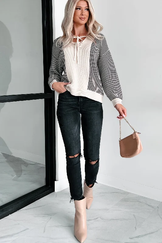 Markdowns Cappuccino Cutie Colorblock Stripe Sweater (Oatmeal)