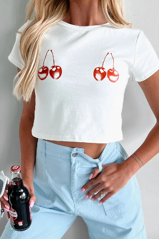 Midnight Madness Caught You Staring Cherry Graphic Tee (Off White)