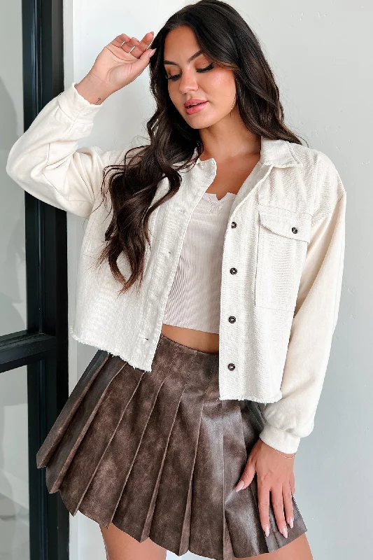 Bonus Savings Chronicling Life Contrast Sleeve Shacket (Oatmeal)