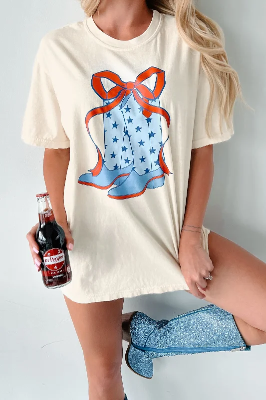 Year-End Clearance Cowgirl Cutie Graphic T-Shirt (Cream/Blue)