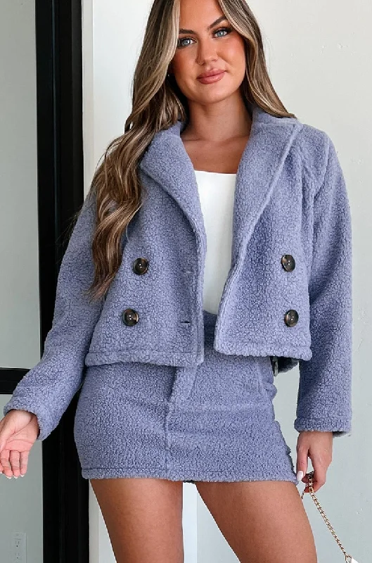 Lowest Price Cozy Glam Sherpa Jacket & Mini Skirt Two-Piece Set (Dark Lavender)