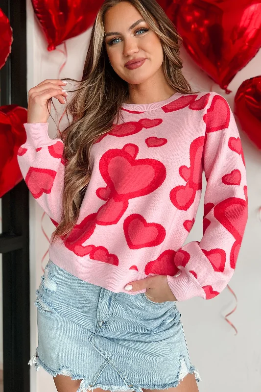 Today's Special Curious Attraction Heart Pattern Sweater (Pink)