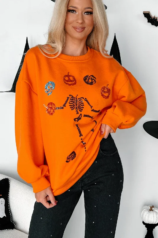 Closeout Dancing Critters Sequin Halloween Crewneck (Pumpkin)