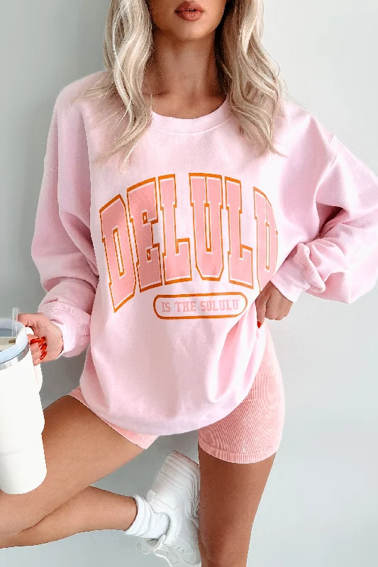 Exclusive Offers "Delulu Is The Solulu" Graphic Sweatshirt (Light Pink)