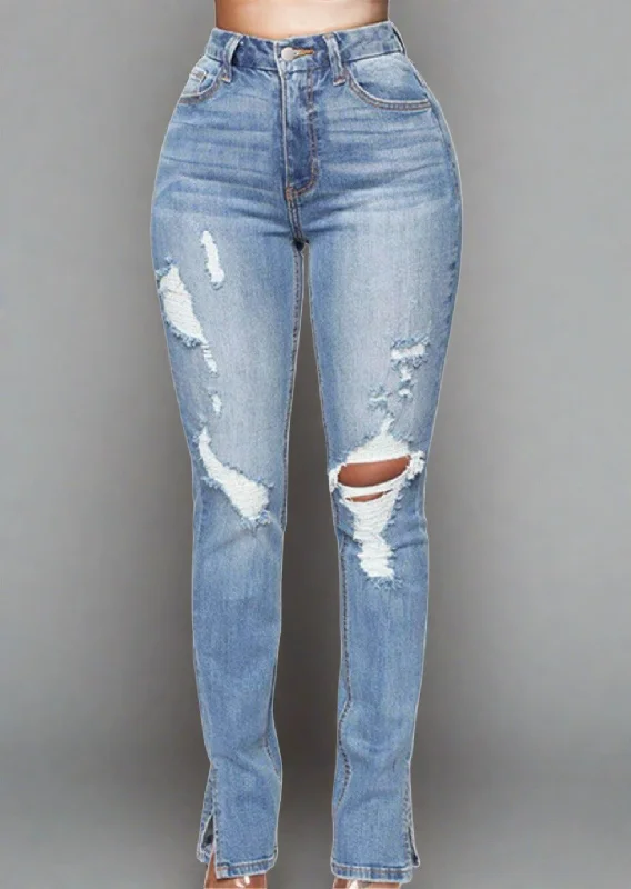 Bargain Prices Chic Distressed High Waist Jeans