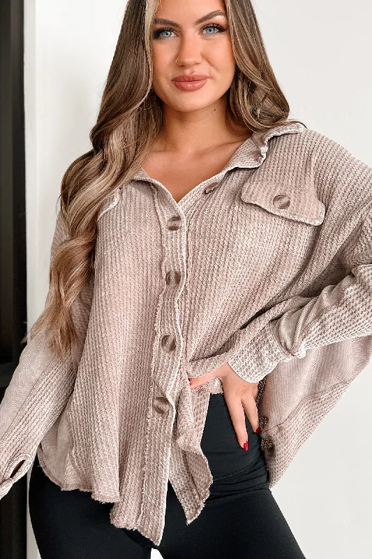 Time-Limited Offer Don't Complicate It Oversized Acid Wash Shacket (Ash Mocha)