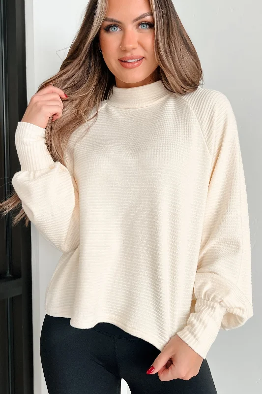 Special Promotion End Of History Mock Neck Long Sleeve Top (Cream)