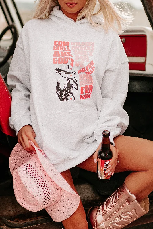 Big Discounts "God's Wildest Angels" Graphic Hoodie (Ash) - Print On Demand