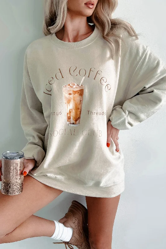 Deal Explosion I'll Take An Ice Coffee Graphic Sweatshirt (Sand)