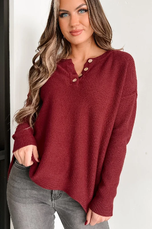 Clearance Sale Joni Henley Sweater (Burgundy)