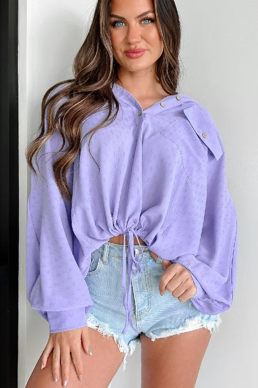 Exclusive Preview Judia Hooded Drawstring Top (Periwinkle)