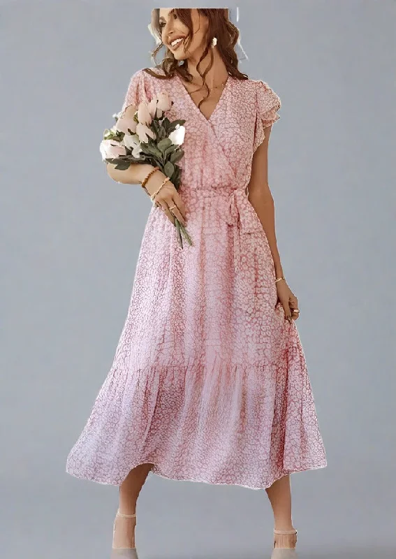 Final Markdown Leopard Surplice Neck Flutter Sleeve Dress