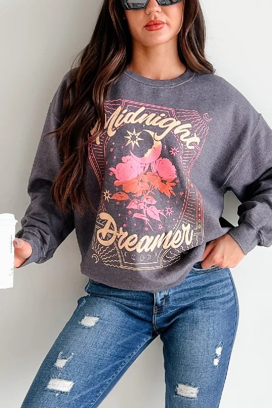 Sneak Peek Sale "Midnight Dreamer" Oversized Graphic Sweatshirt (Dark Grey)