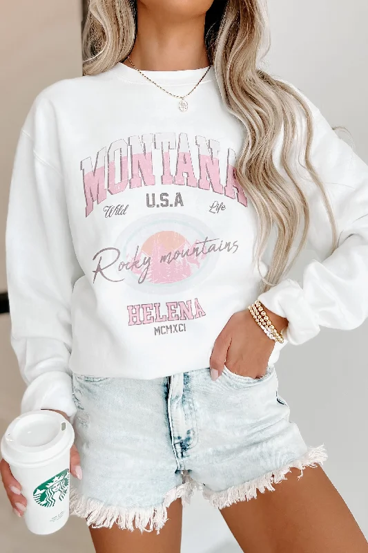 Best Deals "Montana Rocky Mountains" Graphic - Multiple Shirt Options (White) - Print On Demand