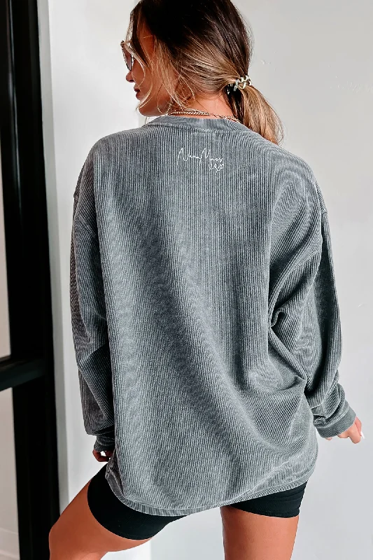 Final Markdown "NanaMacs XOXO" Corded Graphic Crewneck (Charcoal/White Text-Back) - Print On Demand