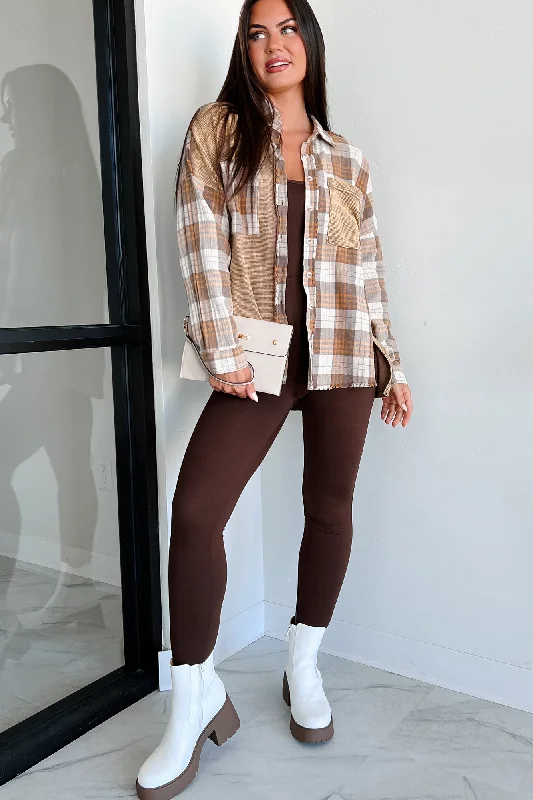 Markdowns Over & Done Thermal Plaid Button-Down Shirt (Brown)