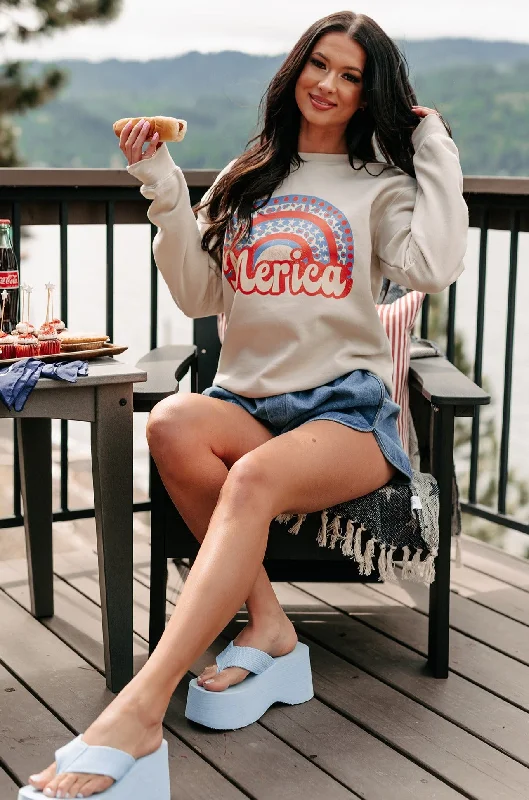 Stock Clearance Rainbow Revolution Graphic Crewneck (Sand) - Print On Demand
