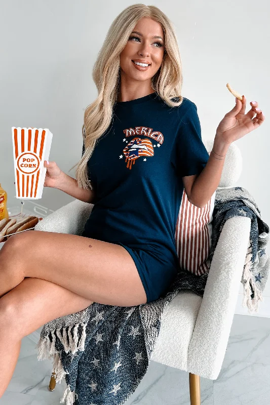 Price Drop Retro "Merica" Graphic T-Shirt (Navy) - Print On Demand