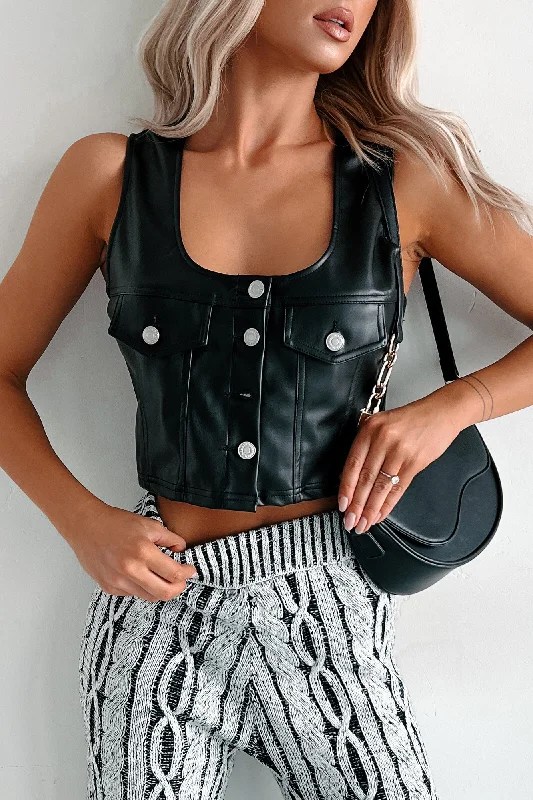 Unmissable Offer Ria Sleeveless Pleather Vest (Black)