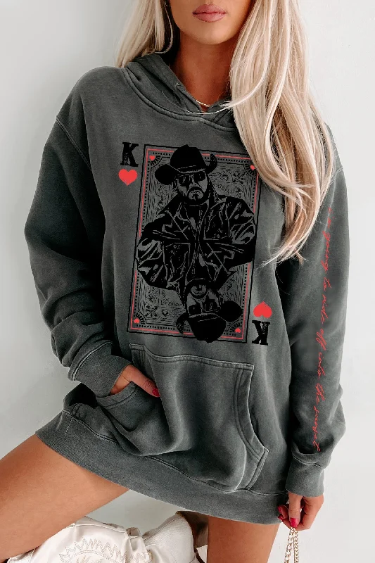 Price Cut "Ride Off Into The Sunset" Double-Sided Vintage Wash Graphic Hoodie (Black) - Print On Demand