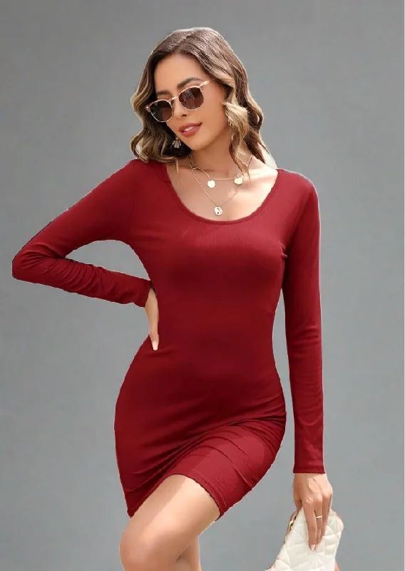 Epic Deals Round Neck Long Sleeve Bodycon Dress