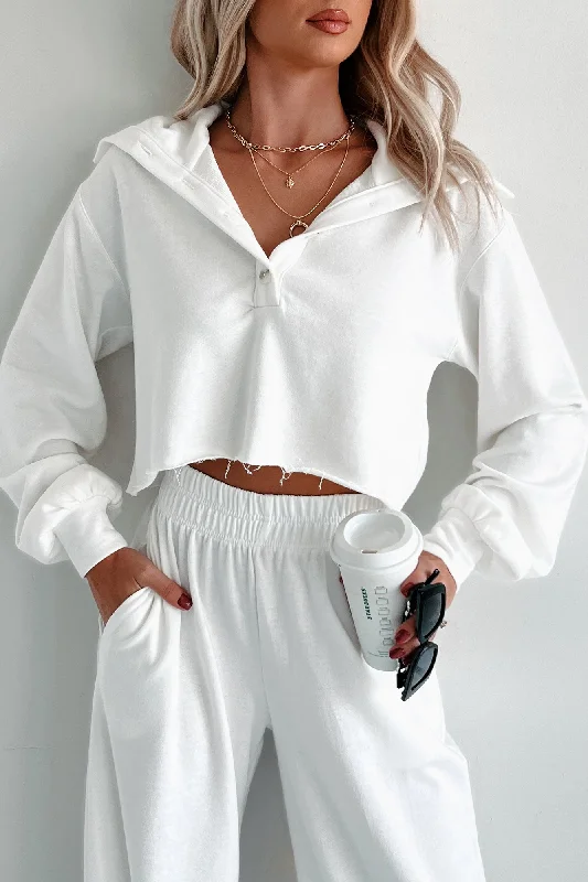 Don’t Miss Out September Smiles Collared Pullover Top (Off White)