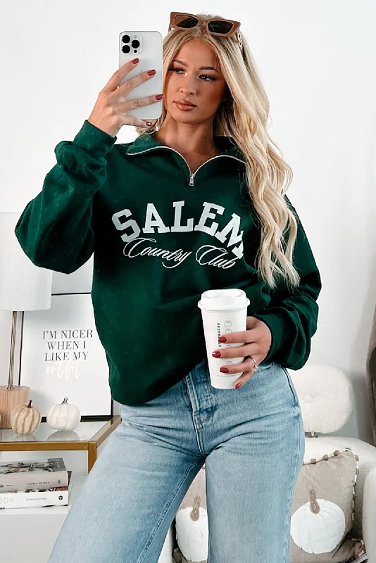 Price Drop "Salem Country Club" Quarter-Zip Sweatshirt (Forest Green)