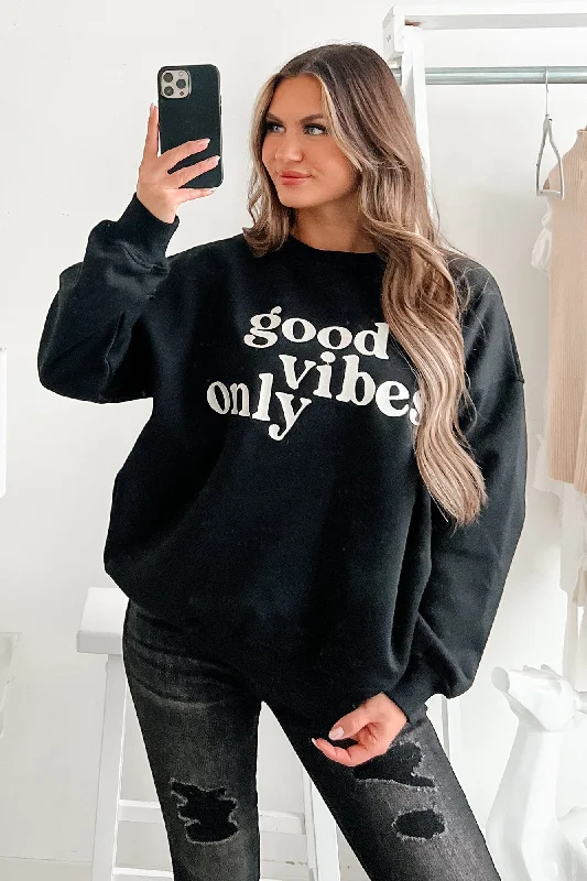 New Arrival Sunshine State Of Mind Oversized Embroidered Sweatshirt (Black)