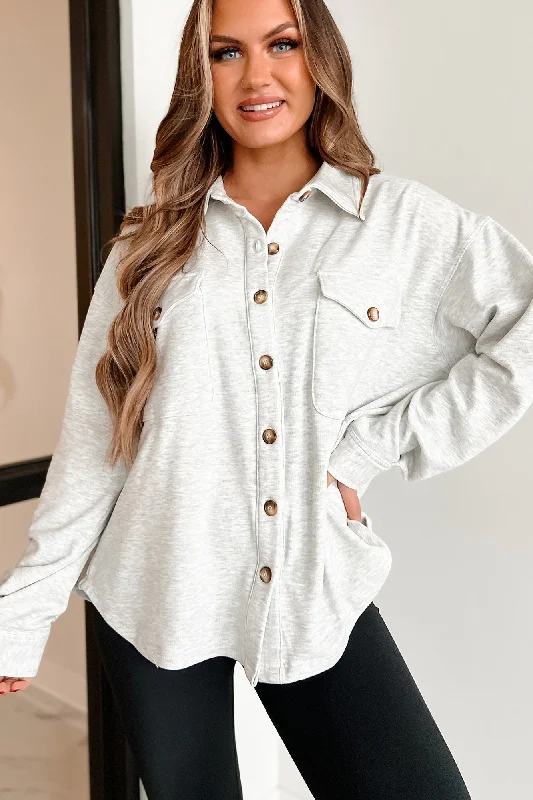 Big Discounts Worry Less Lightweight Shacket (Heather White)